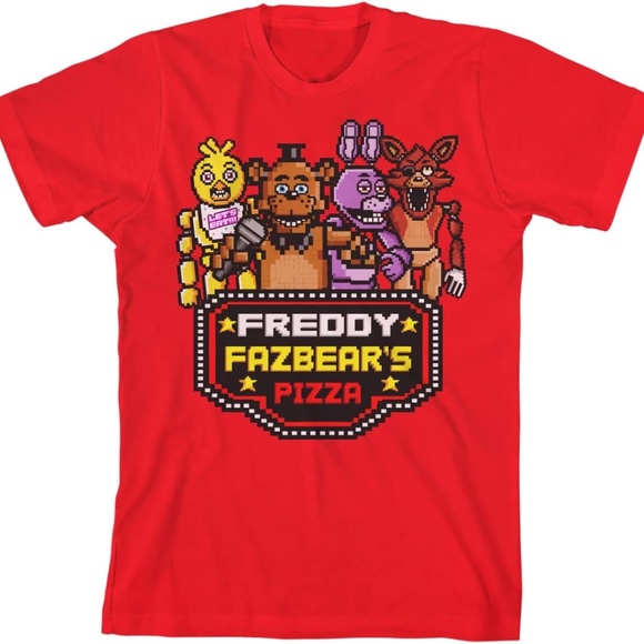 Freddy Fazbear Horror Video Game Red Short Sleeve Shirt - Picture 1 of 1